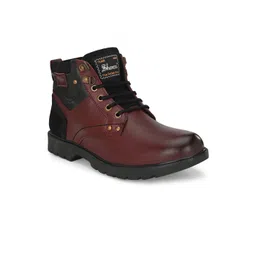 SHENCES Men Leather High-Top Biker Boots
