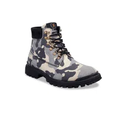 SHENCES Men Multicoloured Printed Flat Boots