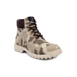 Shences Men's Beige Biker Boots