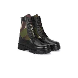 SHOE DAY Men Camouflage Printed Leather Desert Boots