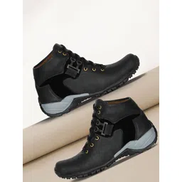 Shoe Island Men Lace-Up Heavy Duty High Ankle Length Boots