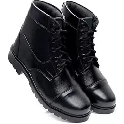 Shoes Men's Black Leather Lace Up Light Weight Army DRD Combat NCC/Security Boot | High Ankle Genuine Casual Boots