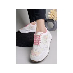 Shoetopia Smart Casual Pink Sneakers for Women