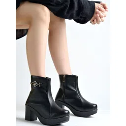 Shoetopia Women Casual Block-Heeled Boots