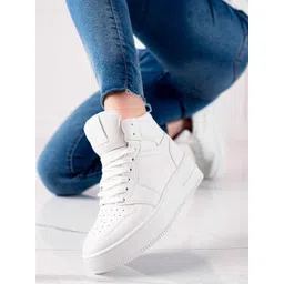 Shoetopia Women Perforations High-Top Sneakers
