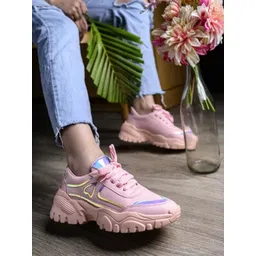 Shoetopia Women Pink Mesh Walking Non-Marking Shoes