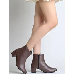 Shoetopia Women Pointed-Toe Block-Heeled Regular Boots