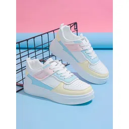 Shoetopia Women White Colourblocked Sneakers