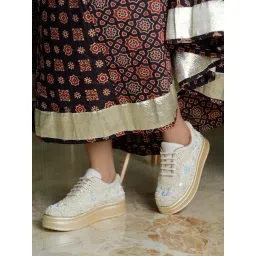 Shoetopia Women's Beige Sneakers