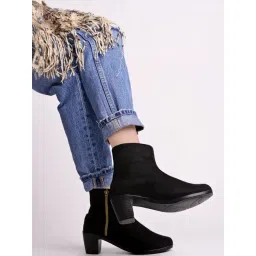 Shoetopia Women's Black Casual Booties
