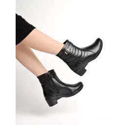 Shoetopia Women's Black Casual Booties