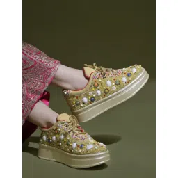 Shoetopia Women's Gold Sneakers