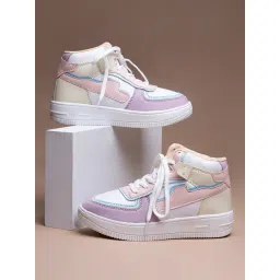 Shoetopia Women's Pink Ankle High Sneakers