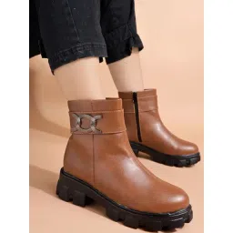 Shoetopia Women's Tan Casual Booties