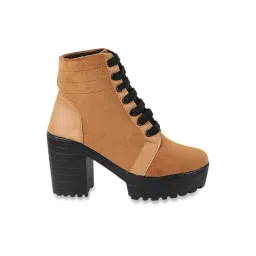 Shoetopia Women's Tan Derby Boots