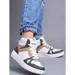 Shoetopia Women's White Ankle High Sneakers