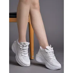 Shoetopia Women's White Casual Sneakers