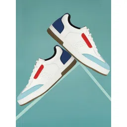 SHOZANIA Men Colourblocked Lightweight Leather Sneakers