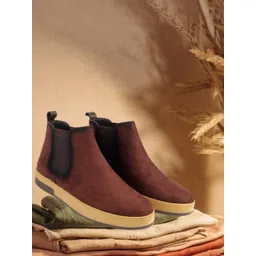 SHOZANIA Men Leather Mid-Top Chelsea Boots