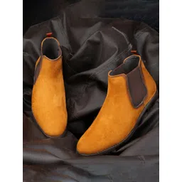 SHOZANIA Men Mid Top Leather Chelsea Boots