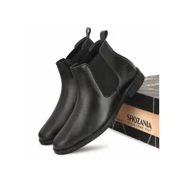 SHOZANIA Men Mid Top Leather Work Chelsea Boots