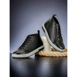 SHOZANIA Men Mid Top Lightweight Leather Sneakers