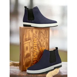 SHOZANIA Men Mid Top Textured Chelsea Boots