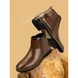 SHOZANIA Men Round-Toe Chelsea Boots