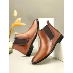 SHOZANIA Men Round-Toe Chelsea Boots