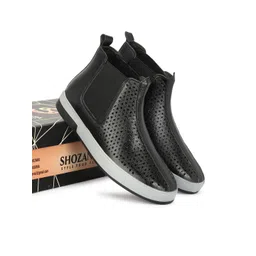 SHOZANIA Men Textured Chelsea Boots