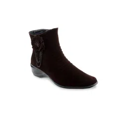 SHUZ TOUCH Black Mid-Top Velvet Winter Boots