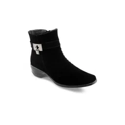 SHUZ TOUCH Women Black Mid-Top Flat Boots