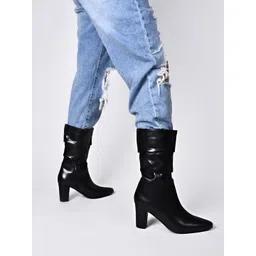 SHUZ TOUCH Women Block Heeled Mid-Top Regular Boots