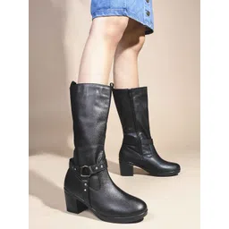 SHUZ TOUCH Women Block-Heeled Regular Boots