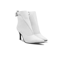 SHUZ TOUCH Women Pointed-Toe Buckle Detail Stiletto-Heel Monk Boots