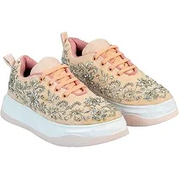 Sitarah Bridal Sneakers Pink Velvet with Crystal Embellishments & Silver Rhinestone Floral Design