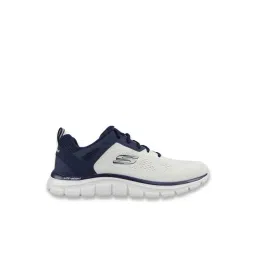 Skechers Men's TRACK - BROADER Off-White & Navy Running Shoes