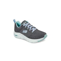 Skechers Women Charcoal Woven Design Sneakers