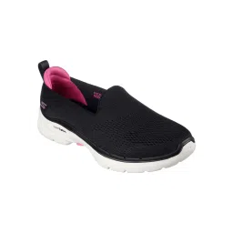SKECHERS Women Go Walk 6 - Ocean Splash Black Hot Pink Walking Shoes