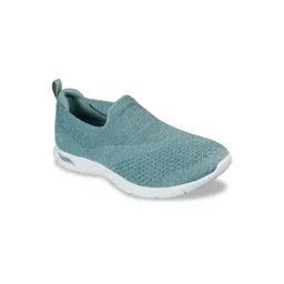 Skechers Women Green Woven Design Slip-On Sneakers