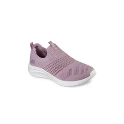 Skechers Women Purple Woven Design Slip-On Sneakers