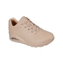 SKECHERS Women UNO - STAND ON AIR Sand Beige Casual Lace Up Sneakers