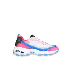 Skechers Women's D'LITES-FRESH AIR Blue Hot Pink Casual Lace Up Shoe