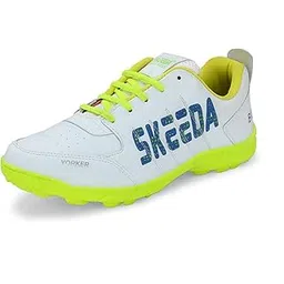 SKEEDA Yorker Cricket Shoes (Fluro Yellow/White) (UK 3)