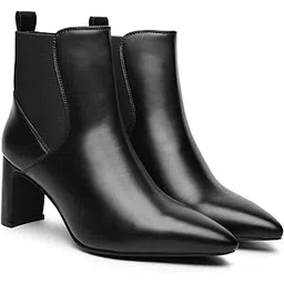 Slays Ankle Length Heeled Chelsea Boots for Women|Comfortable and Stylish with Low Block Heel|Faux Leather|Casual,Formal Wear for Winter