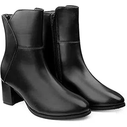 Sleek Vegan Leather Ankle Boots with Side Zip and Block Heel