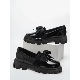 Smart Casual Bow Detailed Black Loafers For Women & Girls Loafers For Women