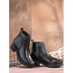 Smart Casual Mid-Top Heel Trendy Zip Chelsea Partywear Boots For Women
