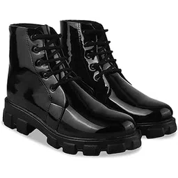 Smart Casual Patent Leather Lace up Boots for Women's & Girl's