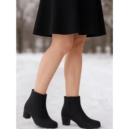 Snasta Women Block-Heeled Winter Boots